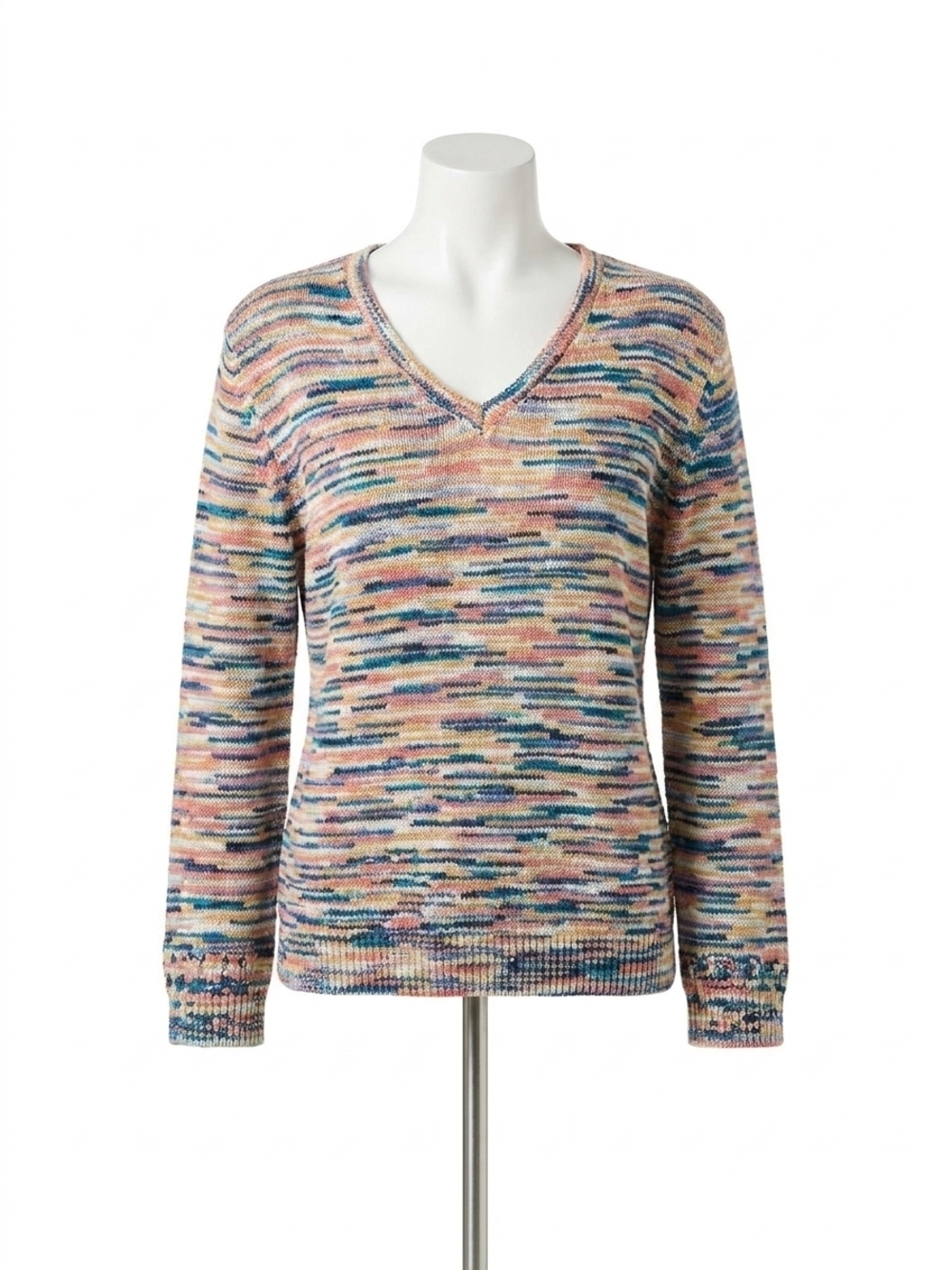 NEW NIC + ZOE marissa mixed up v-neck sweater in multicolor